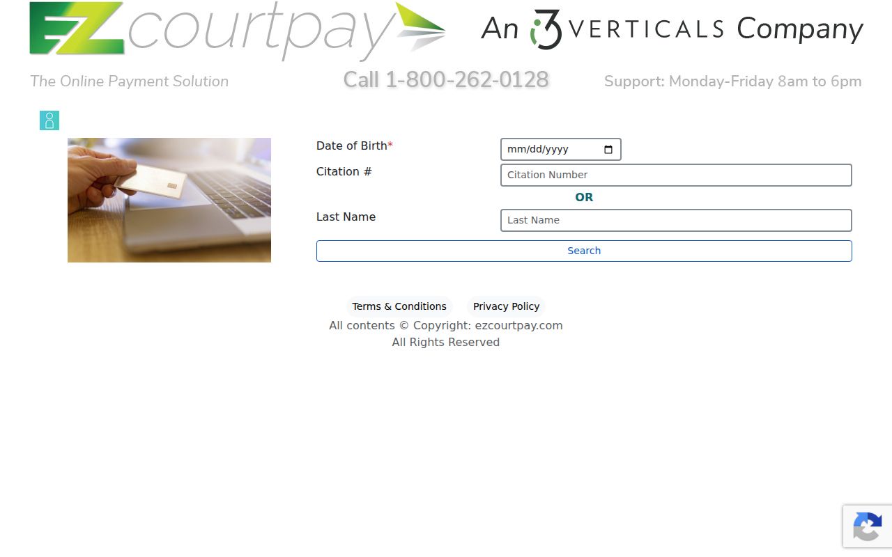 Oglethorpe County EZCourtPay form requiring date of birth with citation or last-name search options