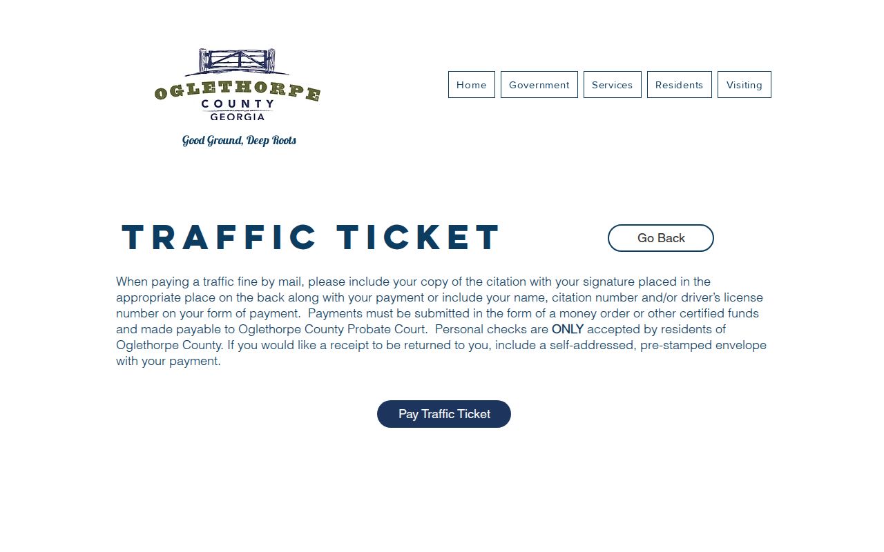 Oglethorpe County traffic citation mail-payment requirements and receipt instructions