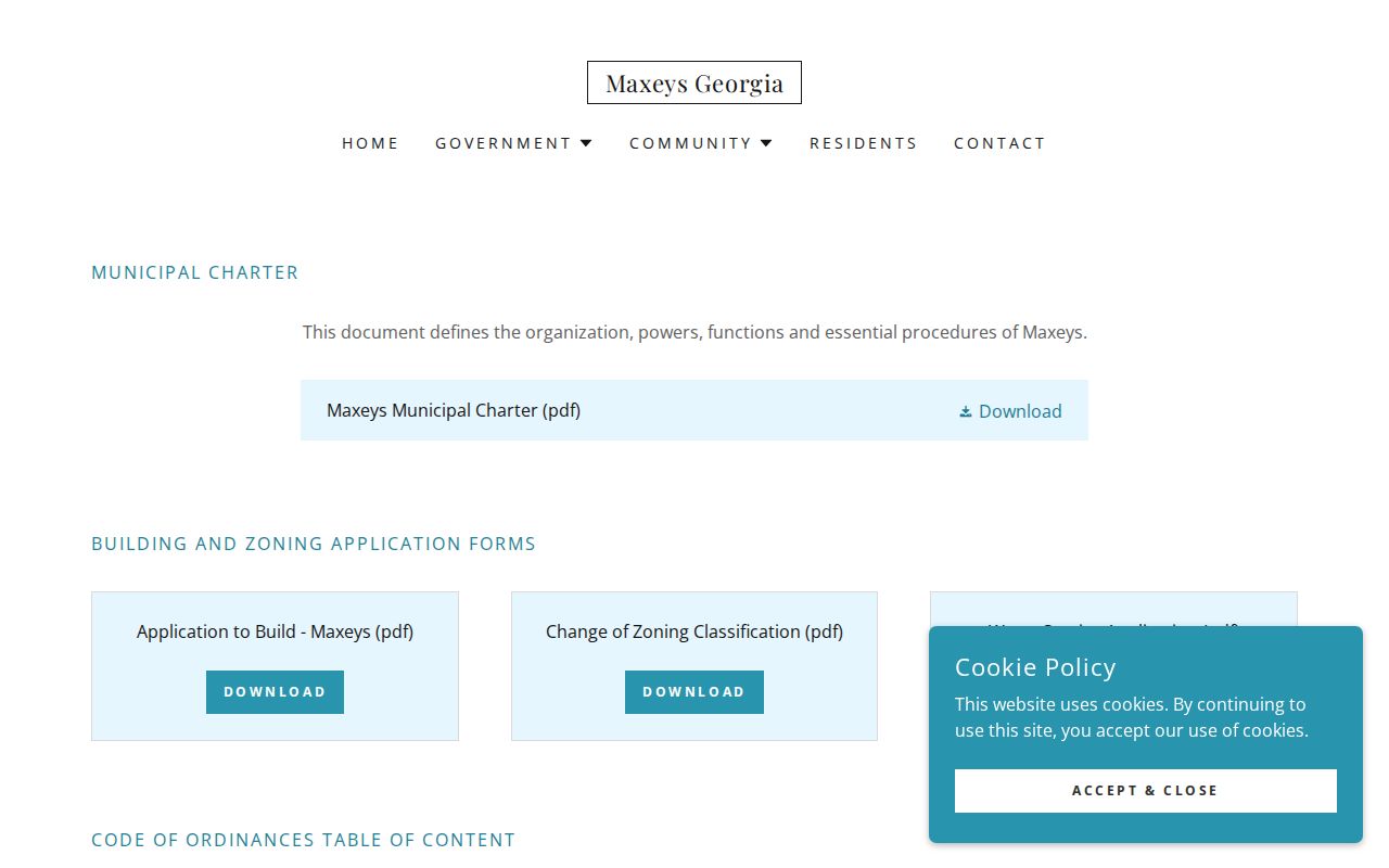 Official Maxeys codes page linking Chapter 5 Municipal Court provisions